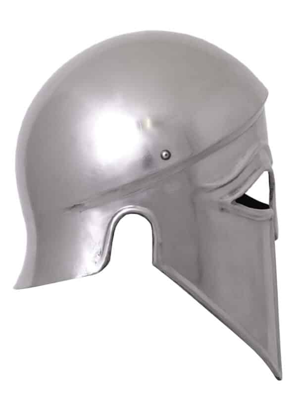 Italo-Korintherhelm, Stahl, mit Lederinlay
