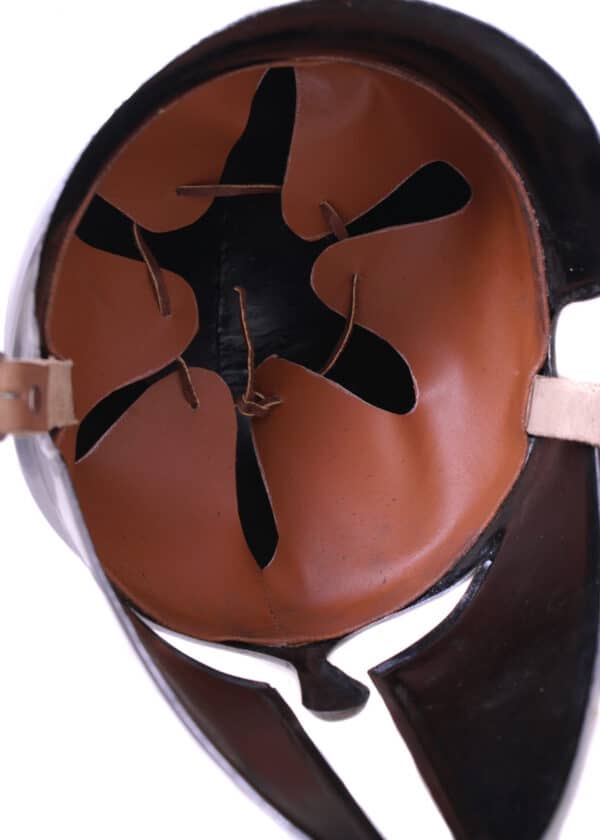Italo-Korintherhelm, Stahl, mit Lederinlay