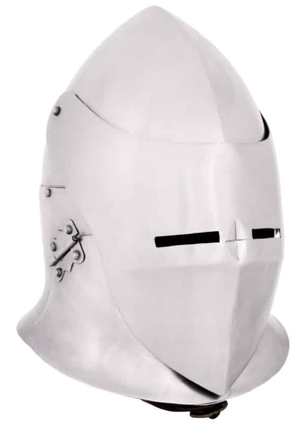 Topfhelm mit Klappvisier, 1,6 mm Stahl