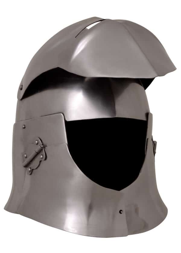 Topfhelm mit Klappvisier, 1,6 mm Stahl
