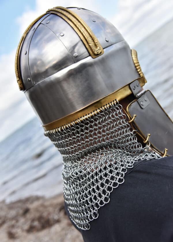 Coppergate Helm, mit unvernieteter Kettenbrünne, 1,6 mm Stahl