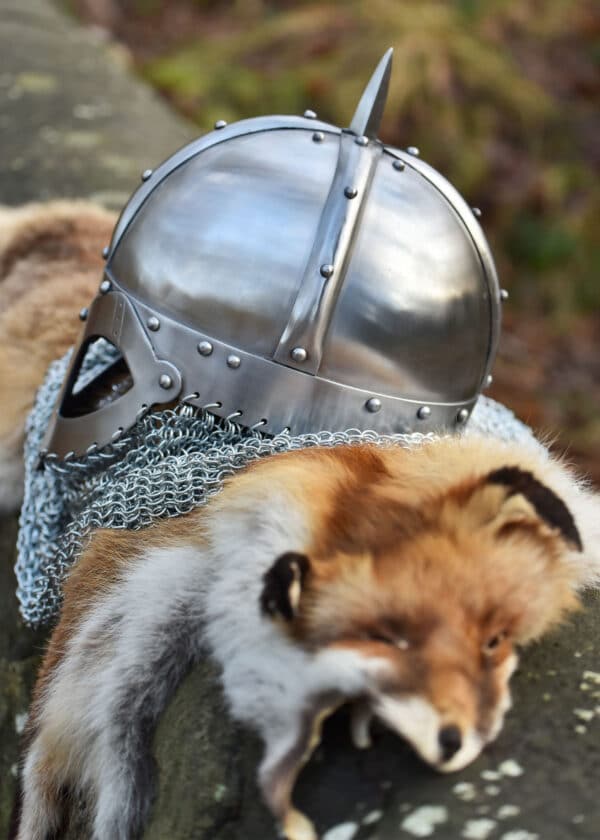 Wikinger Brillenhelm, mit Kettenbrünne, 2 mm Stahl