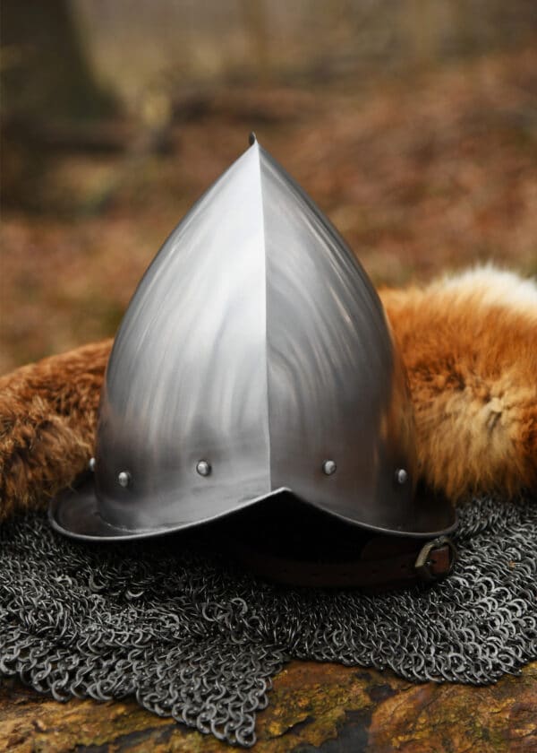 Spitzer Morion Helm mit Lederinlet