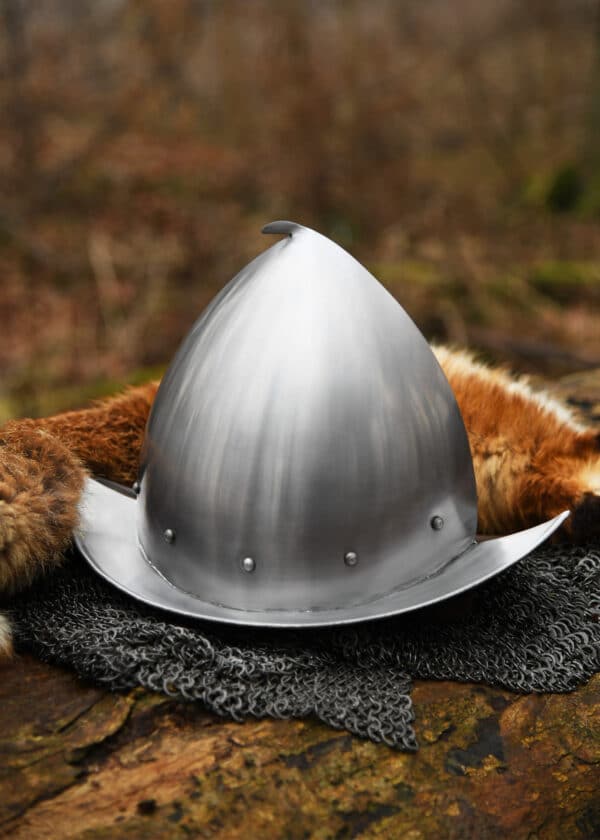 Spitzer Morion Helm mit Lederinlet