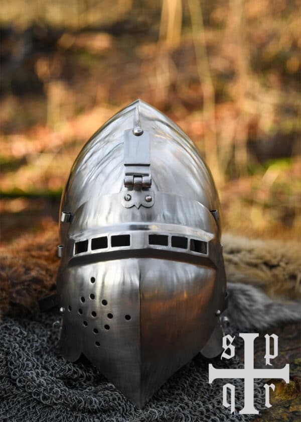 Deutsche Beckenhaube mit Visier, ca. 1370, 2 mm Stahl