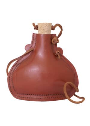 Feldflasche aus Stahl, mit Leder bezogen