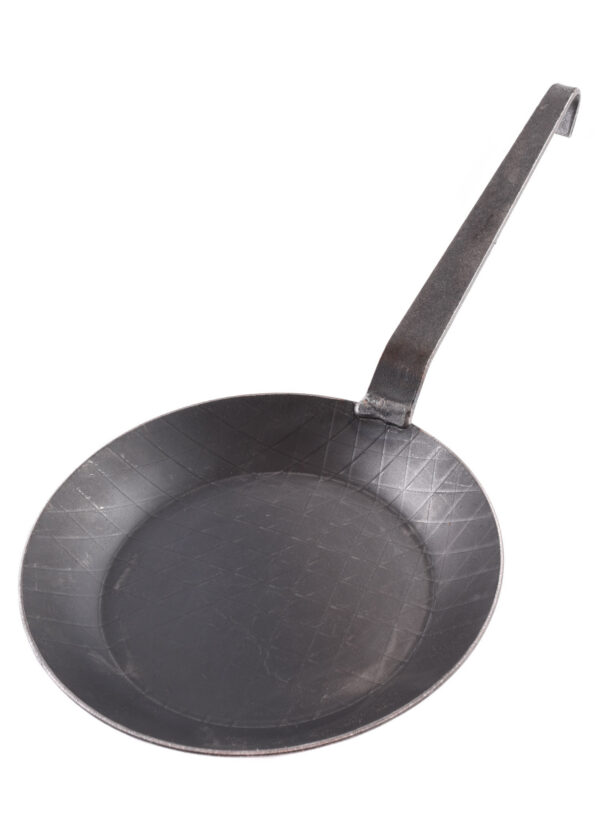 Panvica s kovanou rukoväťou s hákom, cca 20 cm