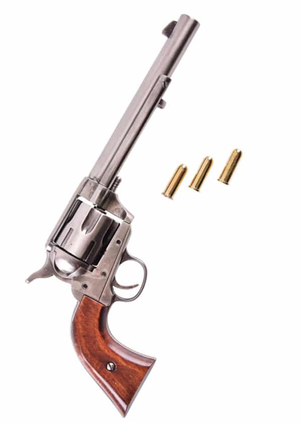 Colt-Revolver .45, US-Kavallerie 1873, Poliertes Nickel-Finish & Holz, Replik
