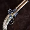 Dreiläufige Steinschloss-Pistole, Augsburg 1775, Messing, Replik