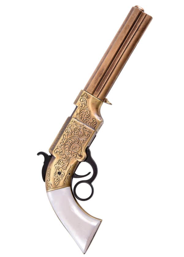 Volcanic-Pistole von 1854, Messing und Perlmutt-Imitat, Replik