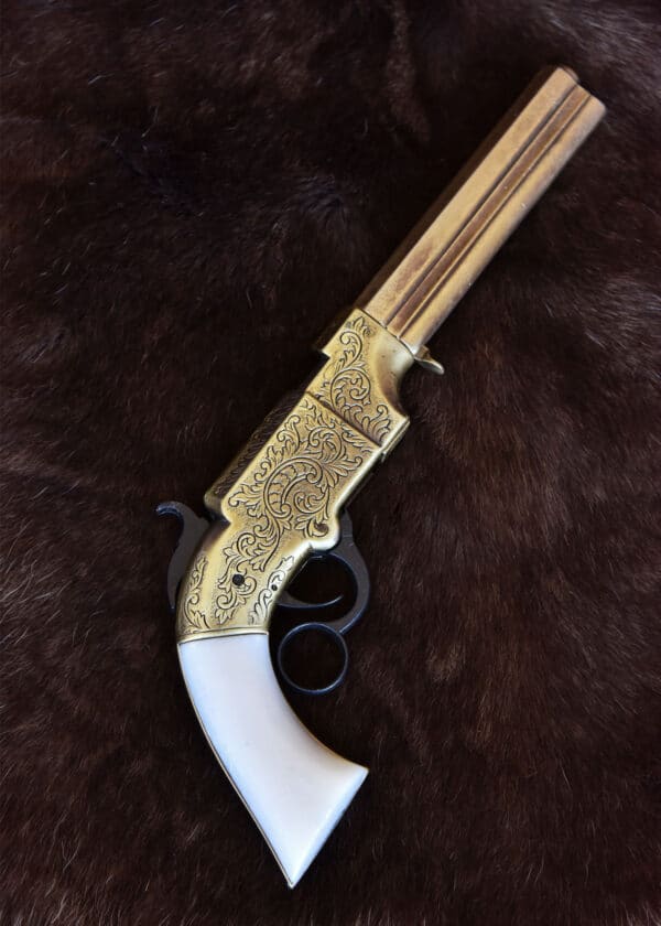 Volcanic-Pistole von 1854, Messing und Perlmutt-Imitat, Replik