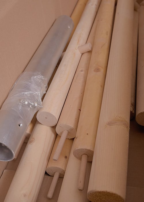 Holzstangenpaket, Historisches Truppenzelt 4,50 x 3,00 m