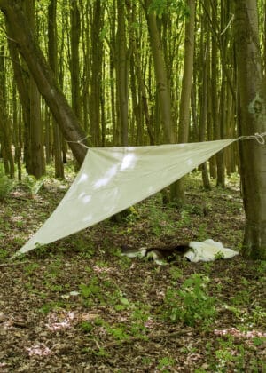 Dreieck-Lagerplane / Sonnensegel mit Schlaufen, 250g/m², naturfarben