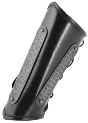 Leder Armschützer Balor mit Metalldetails, schwarz