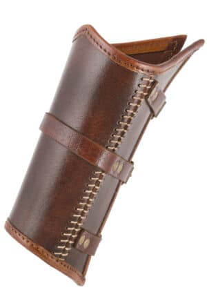 Leder Armschützer Arnulf mit Schnallen, braun
