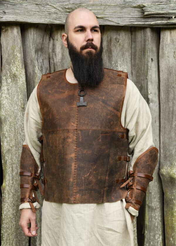 Torso Rüstung Sindri aus Fettleder, braun