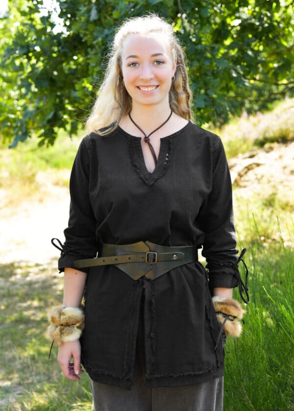 Stredoveký bedrový opasok z kože, čierny