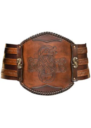 Vikingský kožený opasok s razbou, hnedý