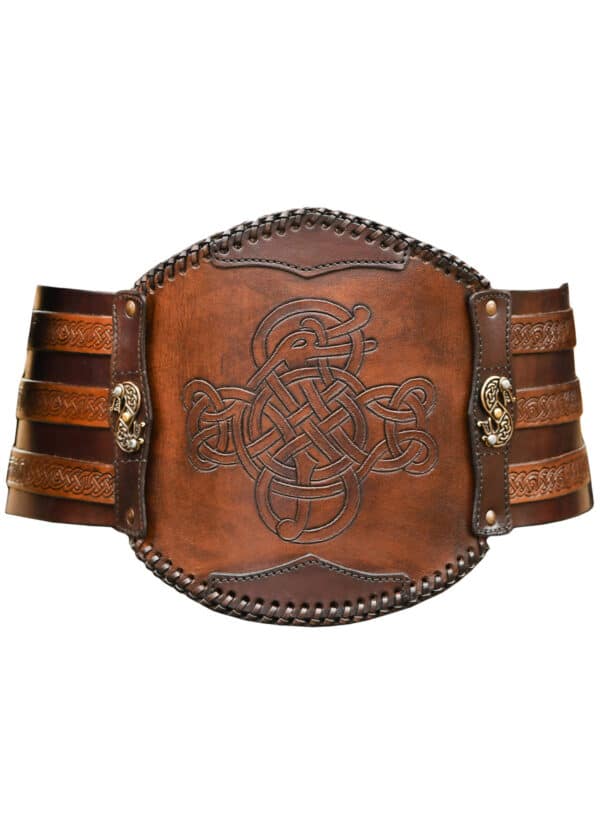 Vikingský kožený opasok s razbou, hnedý