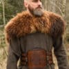 Vikingský kožený opasok s razbou, hnedý