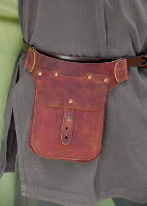 Kožený bedrový mešec, mešec na opasok, zelený