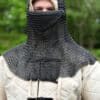 Kettenhaube mit dreieckigem Mundschutz, ID8mm, brüniert