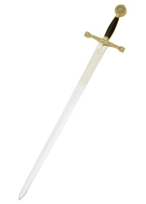 Schwert Excalibur, goldfarben, blau emailiert