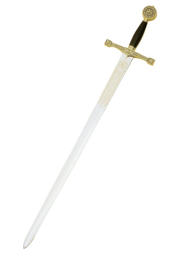 Schwert Excalibur, goldfarben, blau emailiert