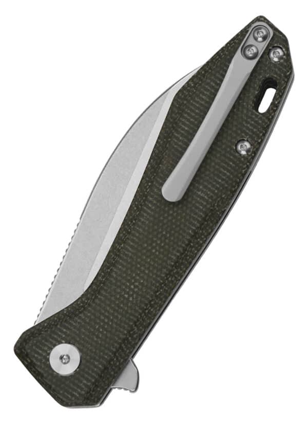 Taschenmesser Pelican, stonewashed Klinge, grüner Micarta Griff