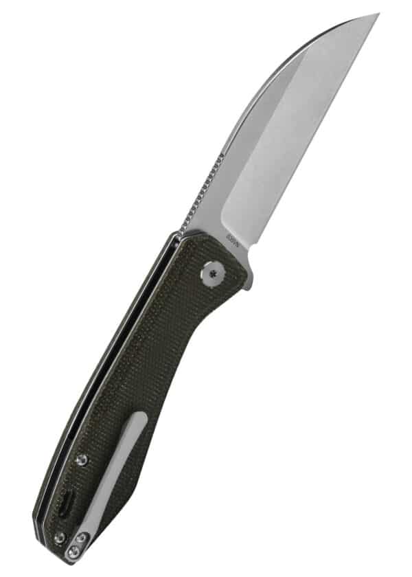 Taschenmesser Pelican, stonewashed Klinge, grüner Micarta Griff