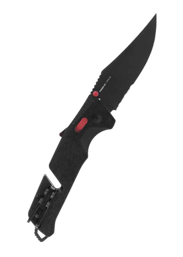 Taschenmesser Trident AT, schwarz, rot, Teilwellenschliff, SOG