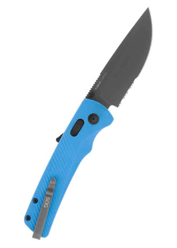 Taschenmesser Flash AT - Civic Cyan - Teil-Wellenschliff, SOG
