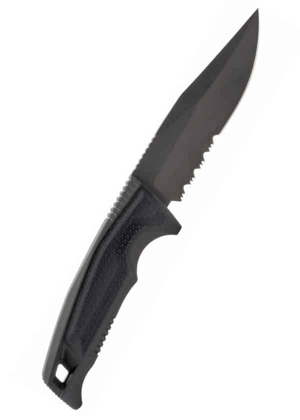 Feststehendes Messer Recondo FX, Schwarz, Teil-Wellenschliff, SOG