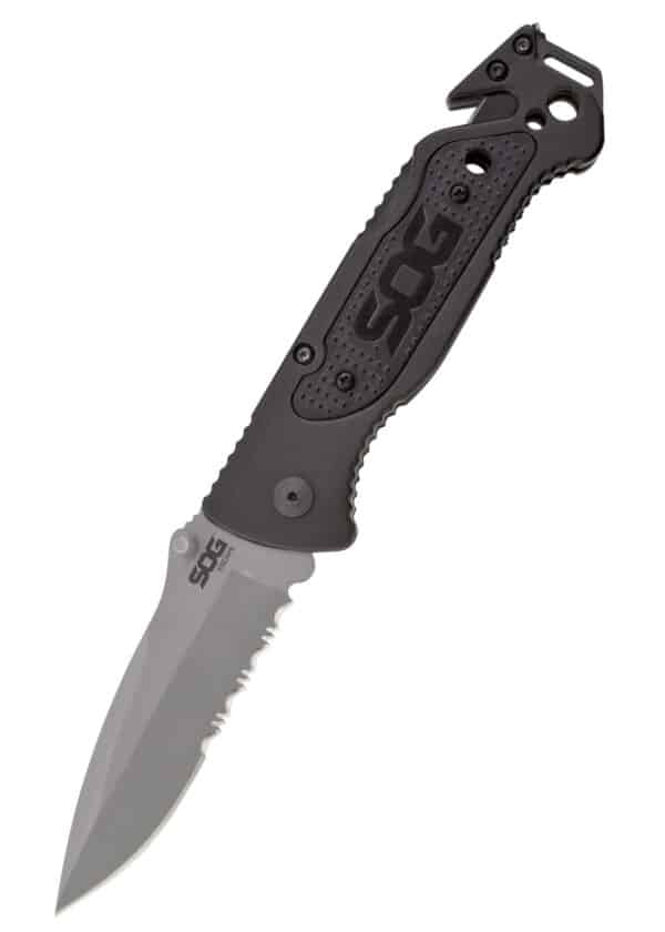 Taschenmesser Escape, Satiniert, Teilwellenschliff, SOG
