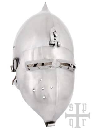 Beckenhaube mit Klappvisier und Zwiebel-Top, Mittelalter-Helm, 2 mm Stahl