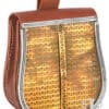 Wikinger Gürteltasche aus braunem Leder mit Frontklappe aus Messing