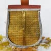 Wikinger Gürteltasche aus braunem Leder mit Frontklappe aus Messing