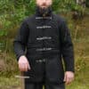 Langer Gambeson mit Schnallen und abnehmbaren Ärmeln, schwarz