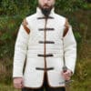 Langer Gambeson mit abnehmbaren Ärmeln und Leder, natur-braun