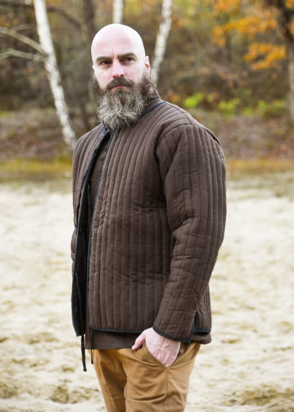 Wattierte Jacke, braun - schwarz