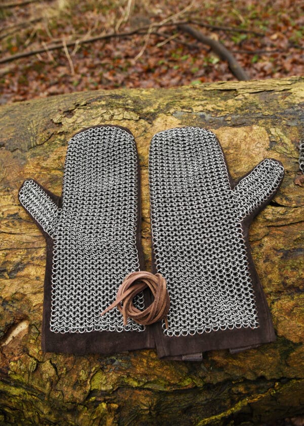 Kettenfäustlinge, ID 6mm unbehandelt, braunes Leder