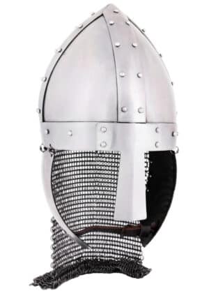 Nasalhelm mit Wangenklappen und Brünne, 2 mm Stahl