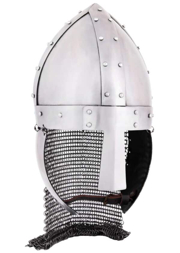 Nasalhelm mit Wangenklappen und Brünne, 2 mm Stahl