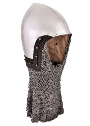 Beckenhaube mit Kettenbrünne aus vernieteten Flachringen, 2 mm Stahl