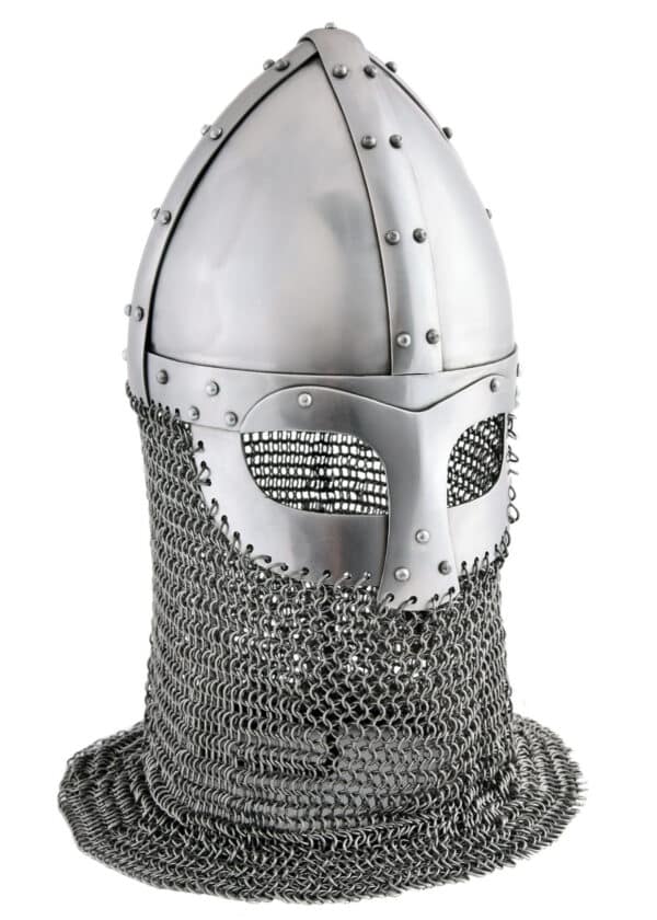 Vendelzeitlicher Spangenhelm mit Kettenbrünne, schaukampftauglich