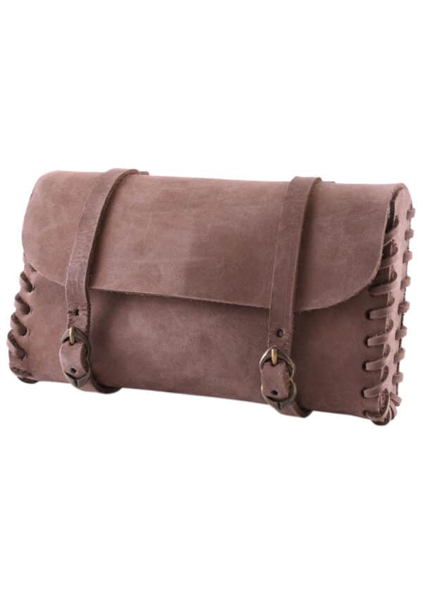 Ledertasche mit zwei Schnallen, mittelbraun