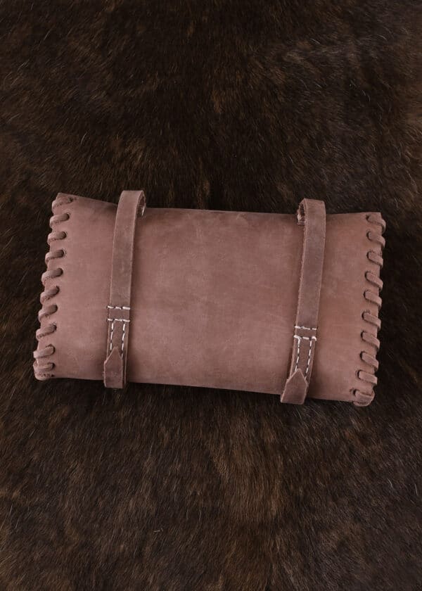 Ledertasche mit zwei Schnallen, mittelbraun
