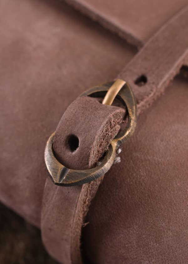 Ledertasche mit zwei Schnallen, mittelbraun