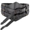 Breiter Ledergürtel, Doppelgürtel mit Flechtnaht, Unisex, schwarz