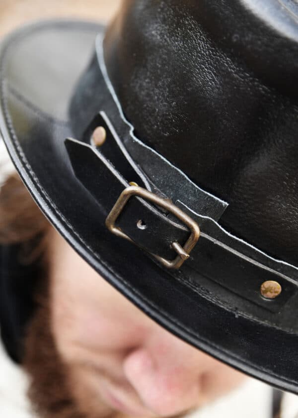 Leder-Zylinder, Lederhut, schwarz
